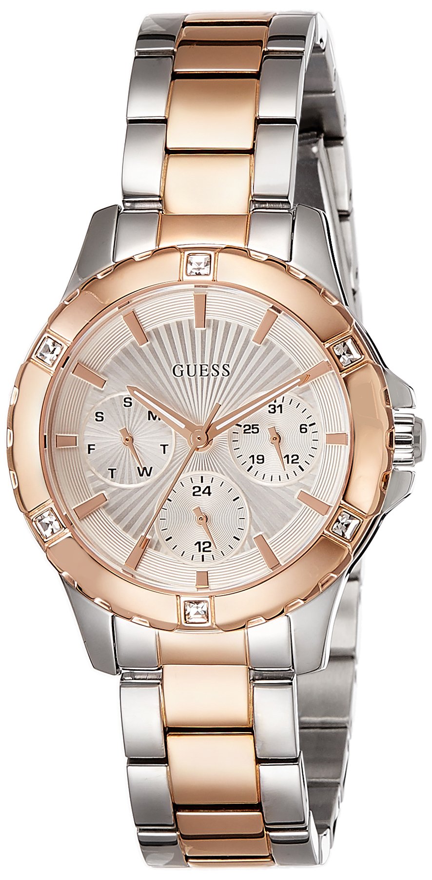 GUESS Stainless Steel Fashion Analog Rose Gold Dial Womens Watch-W0443L4, Band Color-Two-Tone (B00O2A1EEU) Amazon Price History, Amazon Price Tracker