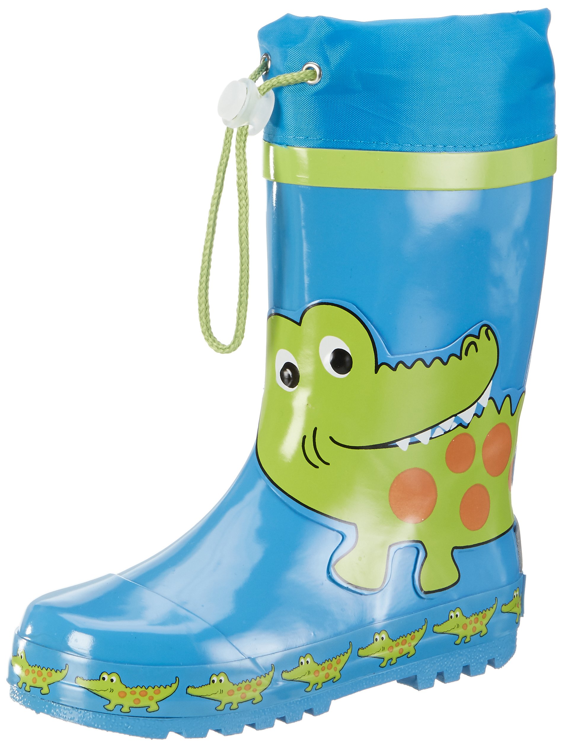 Playshoes Rain Boot Wellies Fire Crocodile Wellington Rubber, Blue (Blau/Gruen 791), 13.5 UK Child