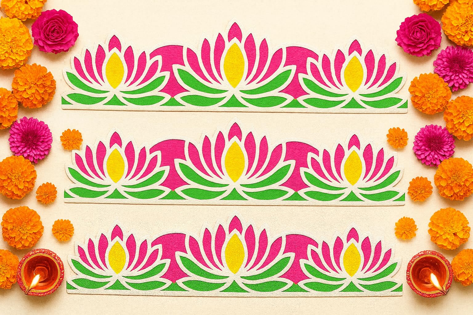 Rangoli Stencils - Peacock & Lotus Designs -10 Rangoli Stencils - Peacock & Lotus Designs -10