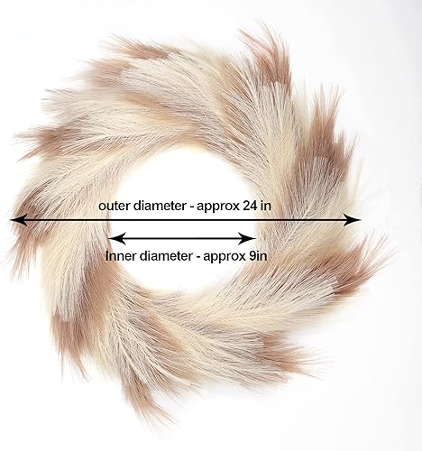 Miniatura 5 de Coronas de pampa de fax para puerta delantera, corona grande de hierba de las pampas de 24 pulgadas para decoración de puerta delantera, decoración