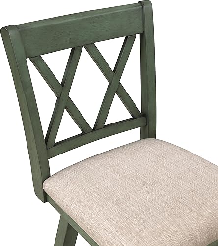 Miniatura 8 de Home 2 Office Brookline - Taburete giratorio de bar con mecanismo de giro de 360, taburetes rústicos de granja para encimera de cocina con cojín,