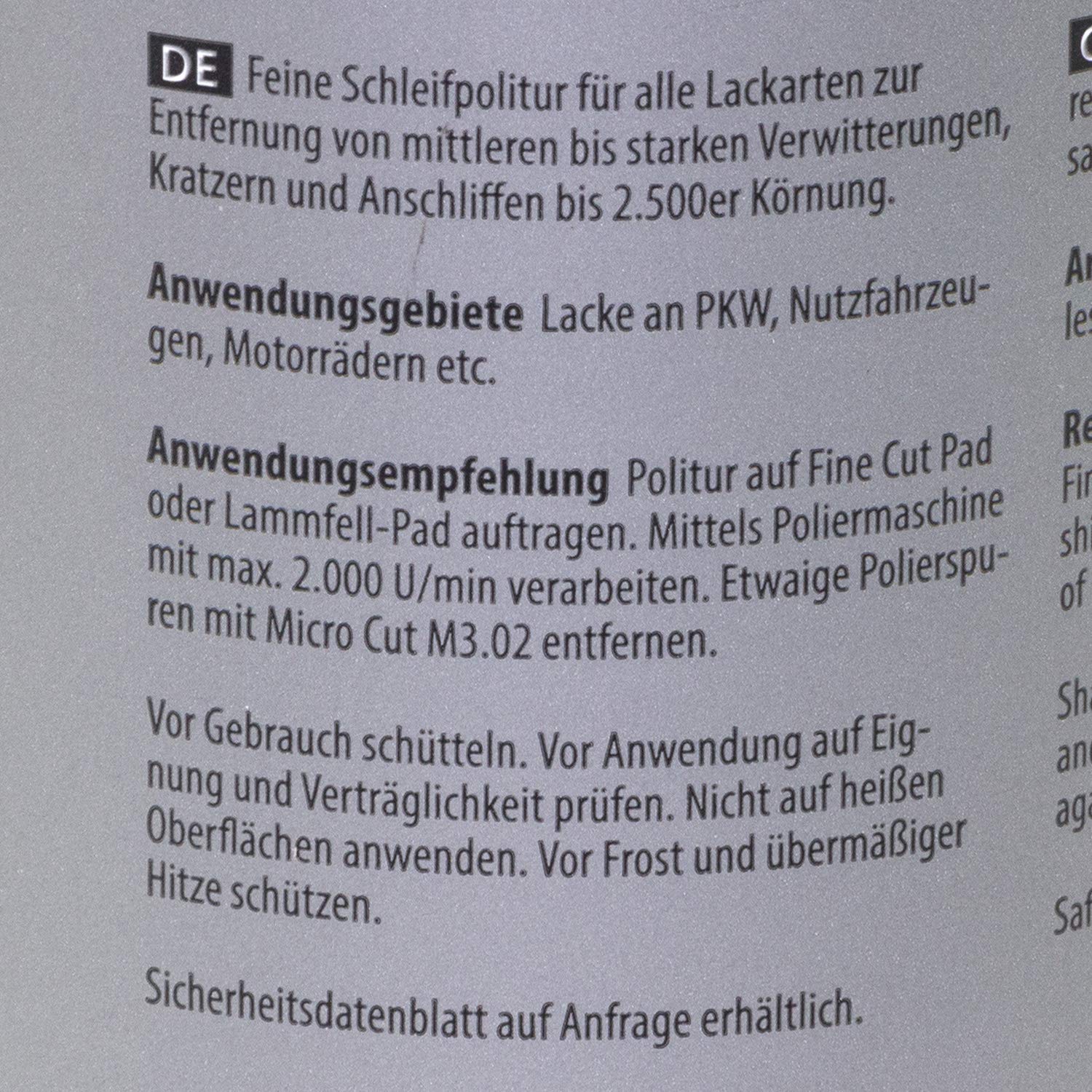 Feine Schleifpolitur Siliconölfrei Fine Cut F6.01 Koch Chemie 2 Liter