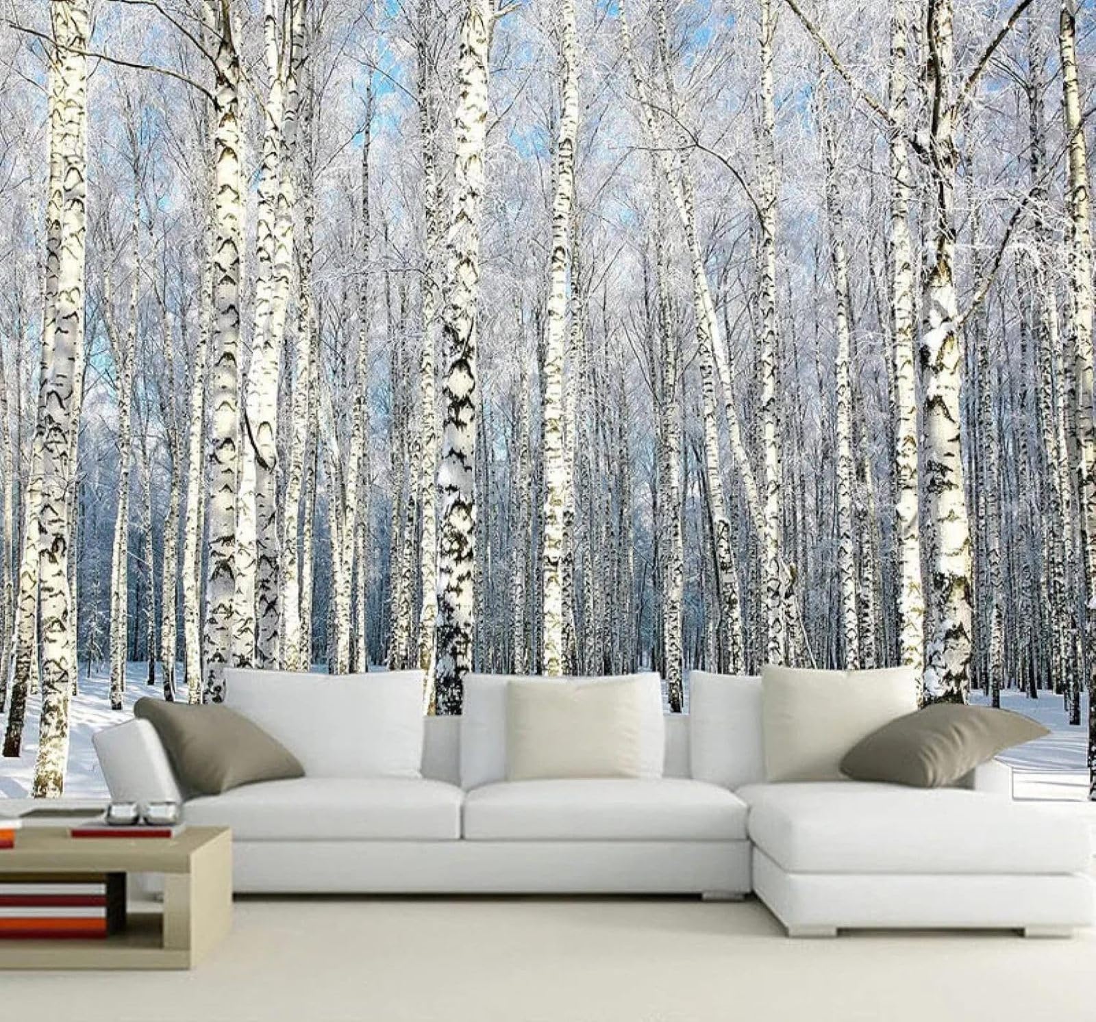 XLMING Three Dimensional Beautiful Winter Forest Snowy Scenery 3D Wallpaper Premium Textured Silk Study Dining Living Room Bedroom Sofa TV Wall Easy Install-400cm×280cm