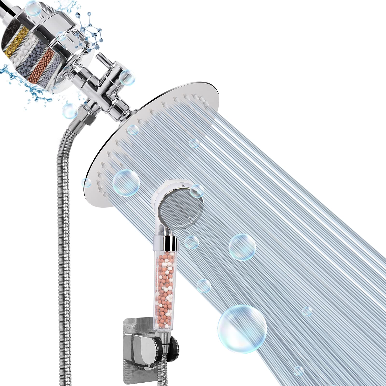 HarJue Filtered Shower Head, High Pressure 8 Round
