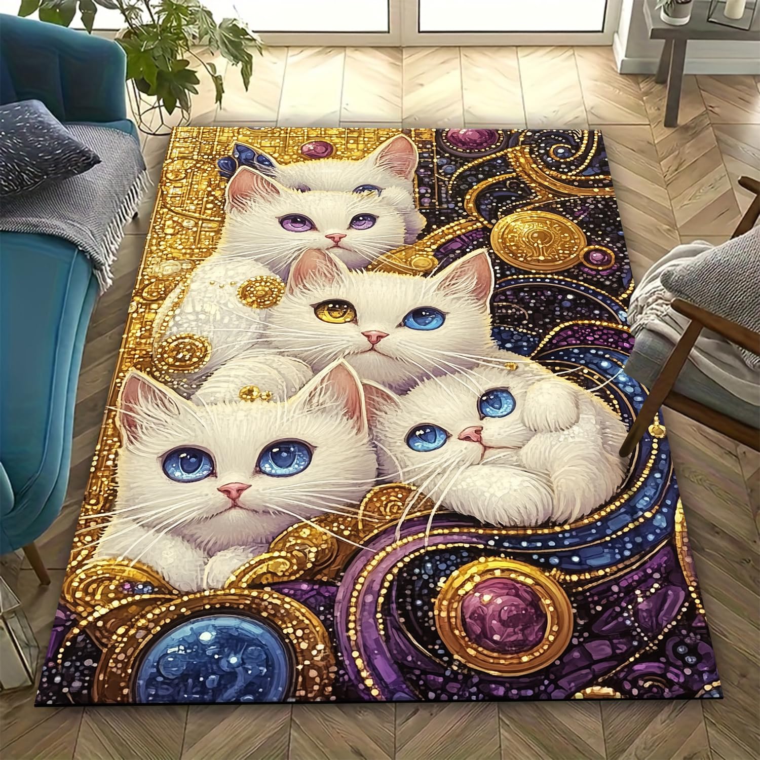 Tapis chat 3D facile à nettoyer pour en finir avec la poussière dans le salon et la cuisine