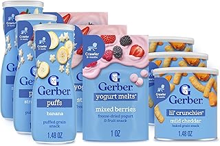 Gerber Paquete variado de aperitivos para bebé, yogur derretido, hojaldres y crujientes de lil (juego de 9)