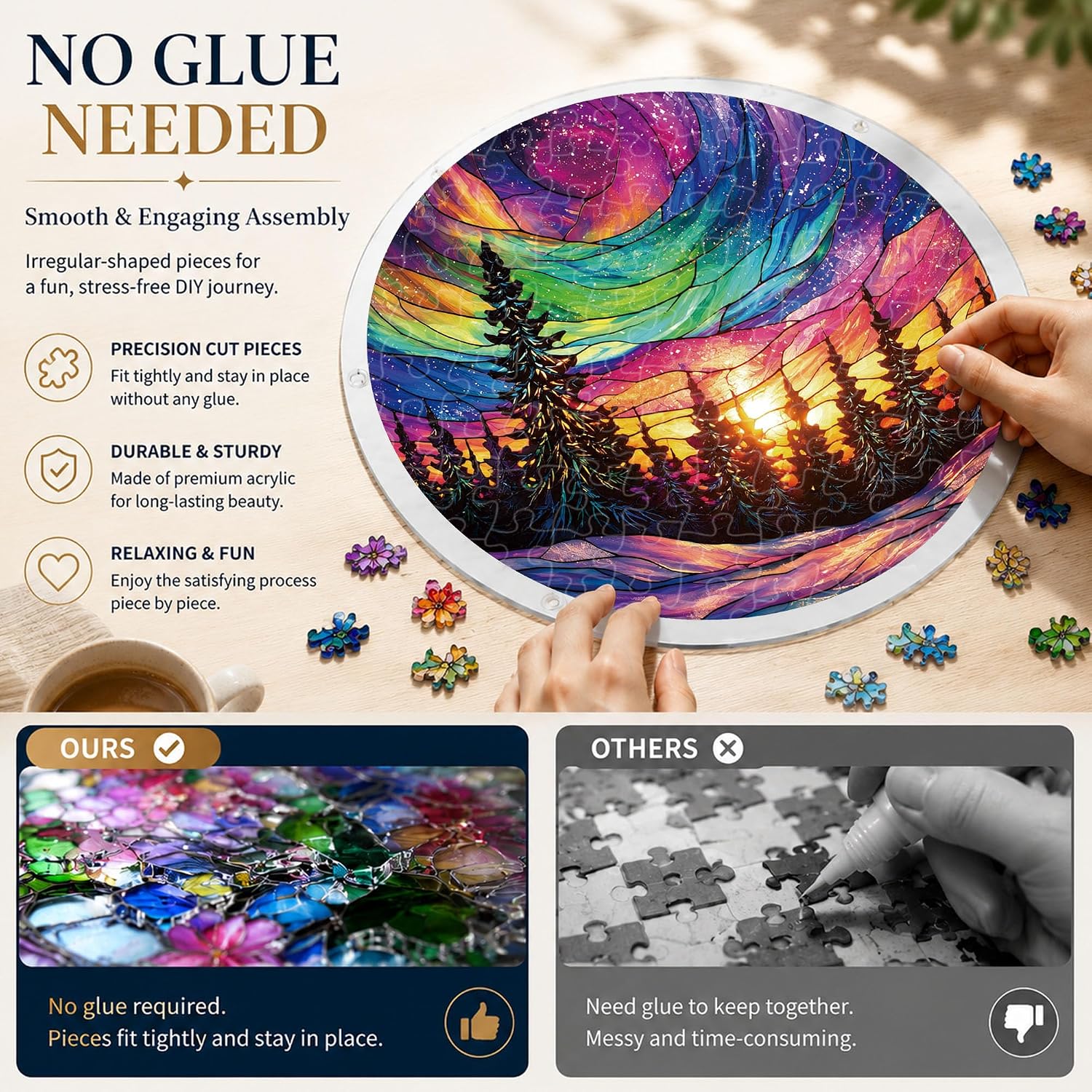 Aurora Forest Acrylic Puzzle Sun Catcher, 83 Pieces DIY Decor