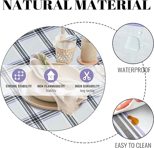 Miniatura 3 de FIFTY FEET Mantel rectangular de 84 x 60 pulgadas, mantel de vinilo con reverso de franela para mesas rectangulares, cubierta de mesa de picnic de