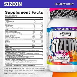 Gaspari Nutrition SizeOn, The Ultimate Hybrid Intra-Workout Amino Acid & Creatine Formula, Increased Muscle Volume & Muscle Recovery (3.59 Pounds, Rainbow Candy)