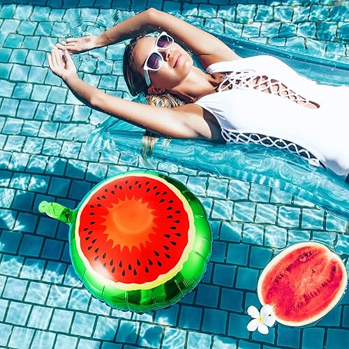 Miniatura 4 de Gejoy 9 globos de aluminio de sandía globos de mylar de sandía, globos de papel de aluminio de frutas para verano, cumpleaños, baby shower, boda,