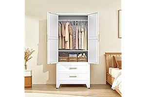 White 71" Metal Armoire Wardrobe Closet