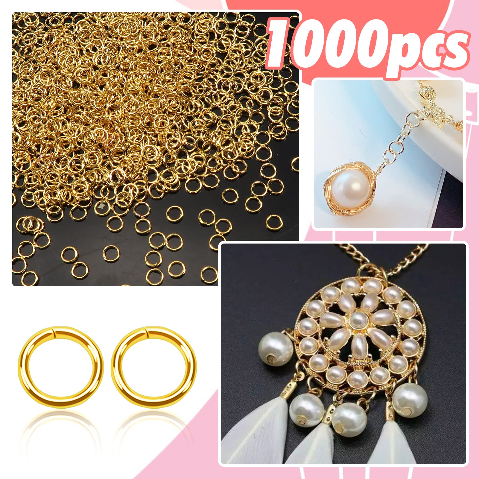 TOAOB 1000pcs Metal Open Jump Rings 5mm Gold Chain Linker Connector for DIY Bracelets Necklace Jewelry Making and Key Chains - Image 3