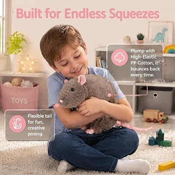 Extra Thicc Fat Rat Plush Toy - Super Soft Chubby Brown Mouse (Rat)