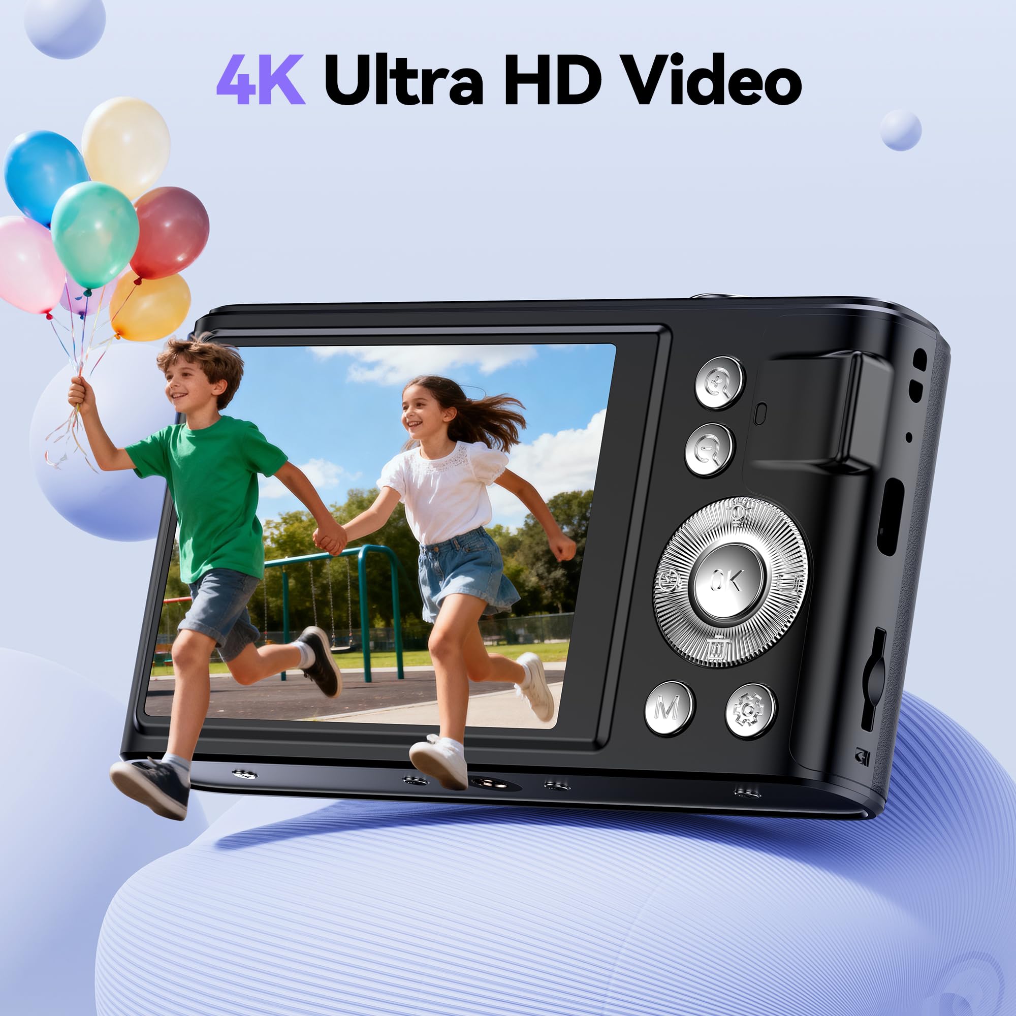 Appareil Photo Numérique Compact: 16X Zoom 48MP Digital Camera - Appareils Numérique Enfant 1080P Camera Vlog - Appareil Photo Numérique Ado avec 32Go Carte pour Adolescents Débutants Noir