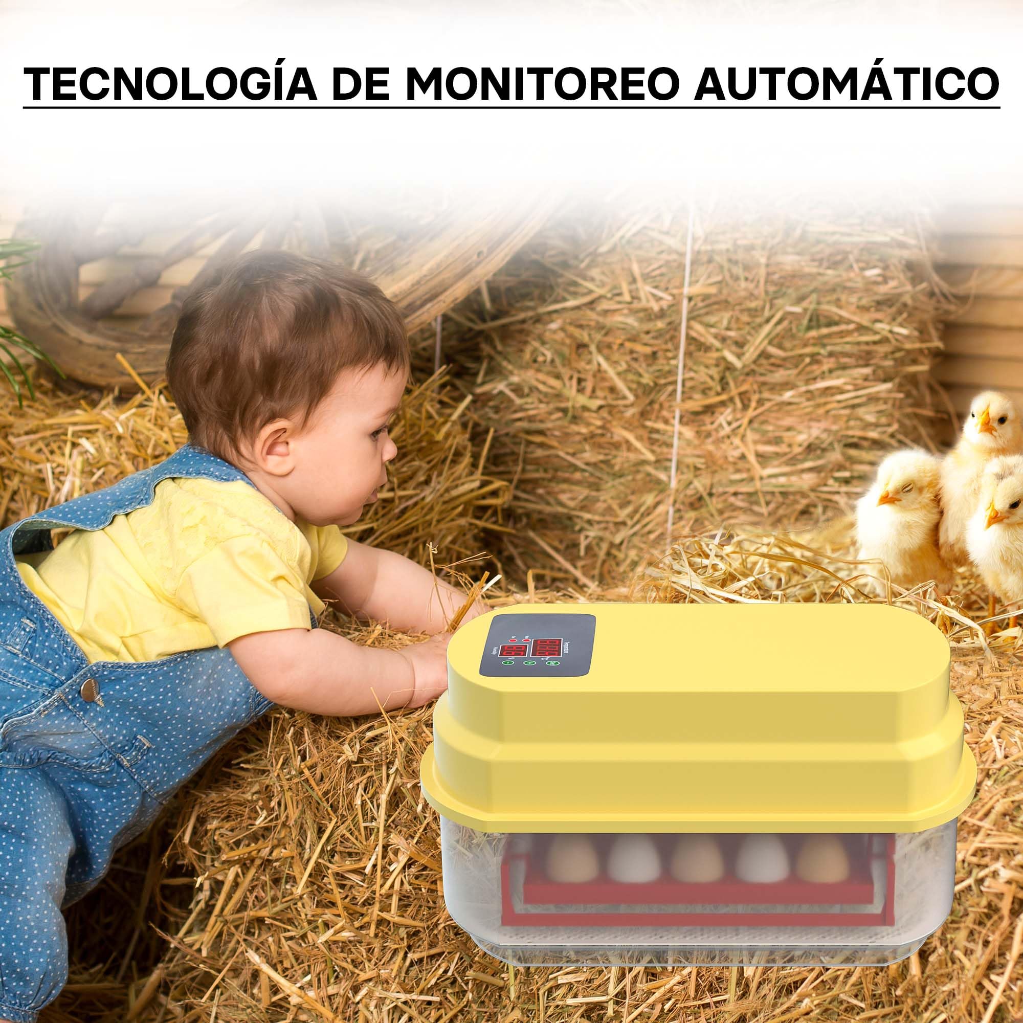 Incubadora automática capacidad para 15 huevos, Incubación Cría Aves de corral Pollos Patos Granja