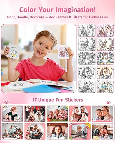 Miniatura 6 de Cámara instantánea, cámara de doble lente para niños, impresión instantánea para niños y niñas, regalos de cumpleaños, cámaras digitales 1080P para