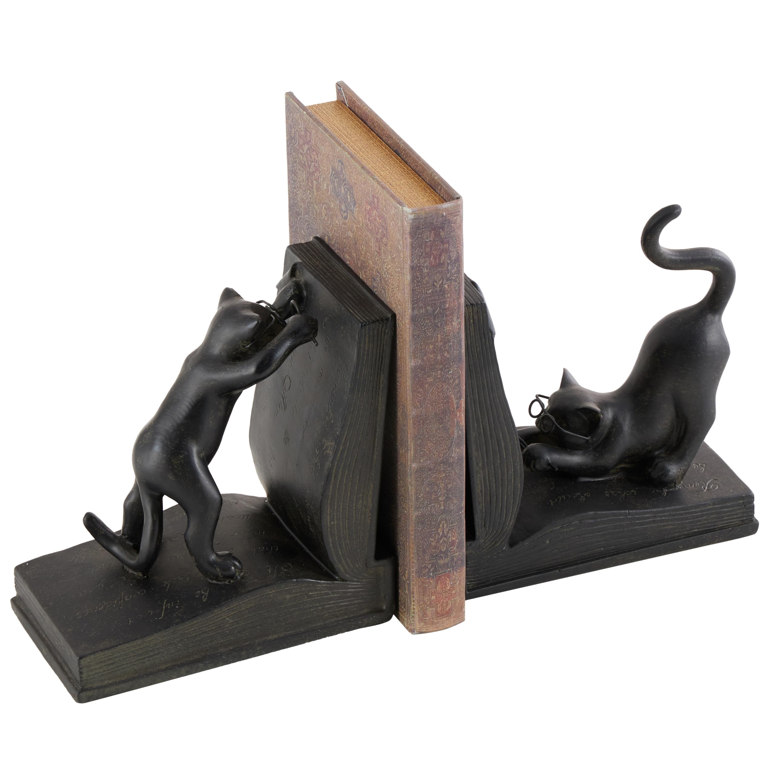 Eclectic Black Polystone Bookends Set