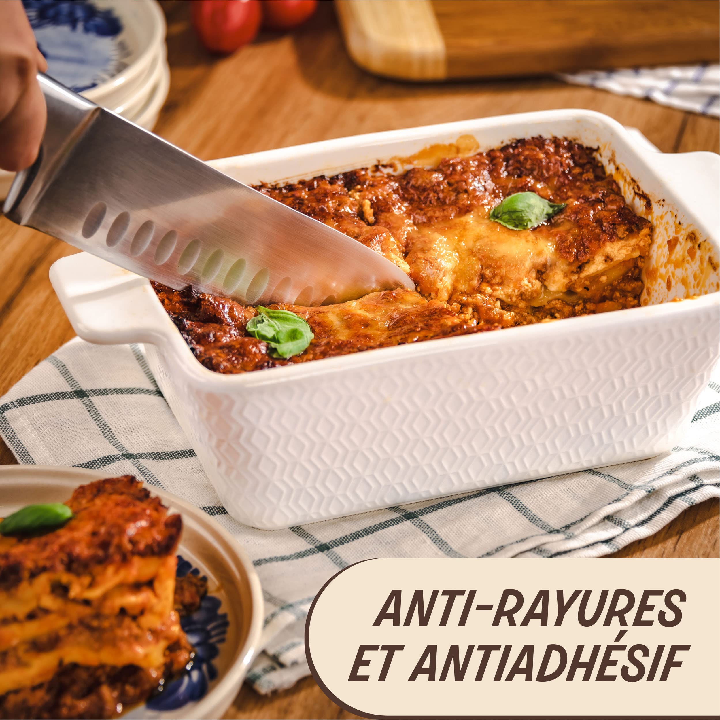 Plat à Tarte Céramique Praknu ø28 Cm - Anti-adhésif, Résistant Aux Coupures, Facile à Nettoyer