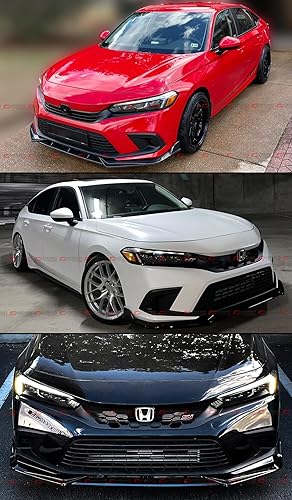 Miniatura 5 de JDM - Juego de 3 piezas de divisor de labios para parachoques delantero, color negro brillante y perla, compatible con Honda Civic EX LX Si Touring