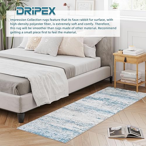 Miniatura 2 de Dripex Alfombra de pasillo de piel sintética de conejo ultrasuave, 2 x 6 pies, lavable, no desprende pelusa, alfombra de felpa para dormitorio,
