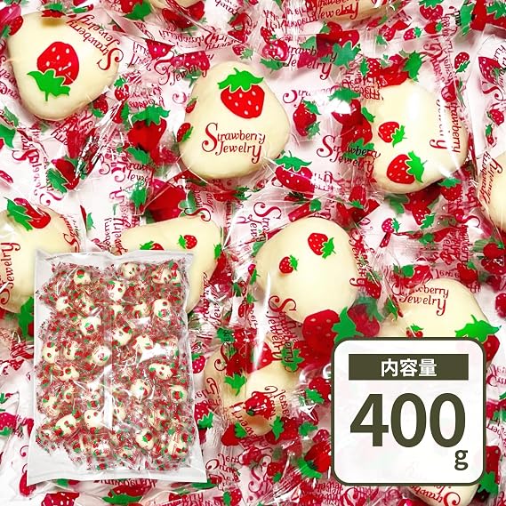 Whole Strawberry, White Chocolate, 14.1 oz 400 g, Made with Freeze Dried Strawberry, Sweet and Sour Fruit, Rich Milk Flavor, Large Capacity, Value-for-Share Snacks, Gift