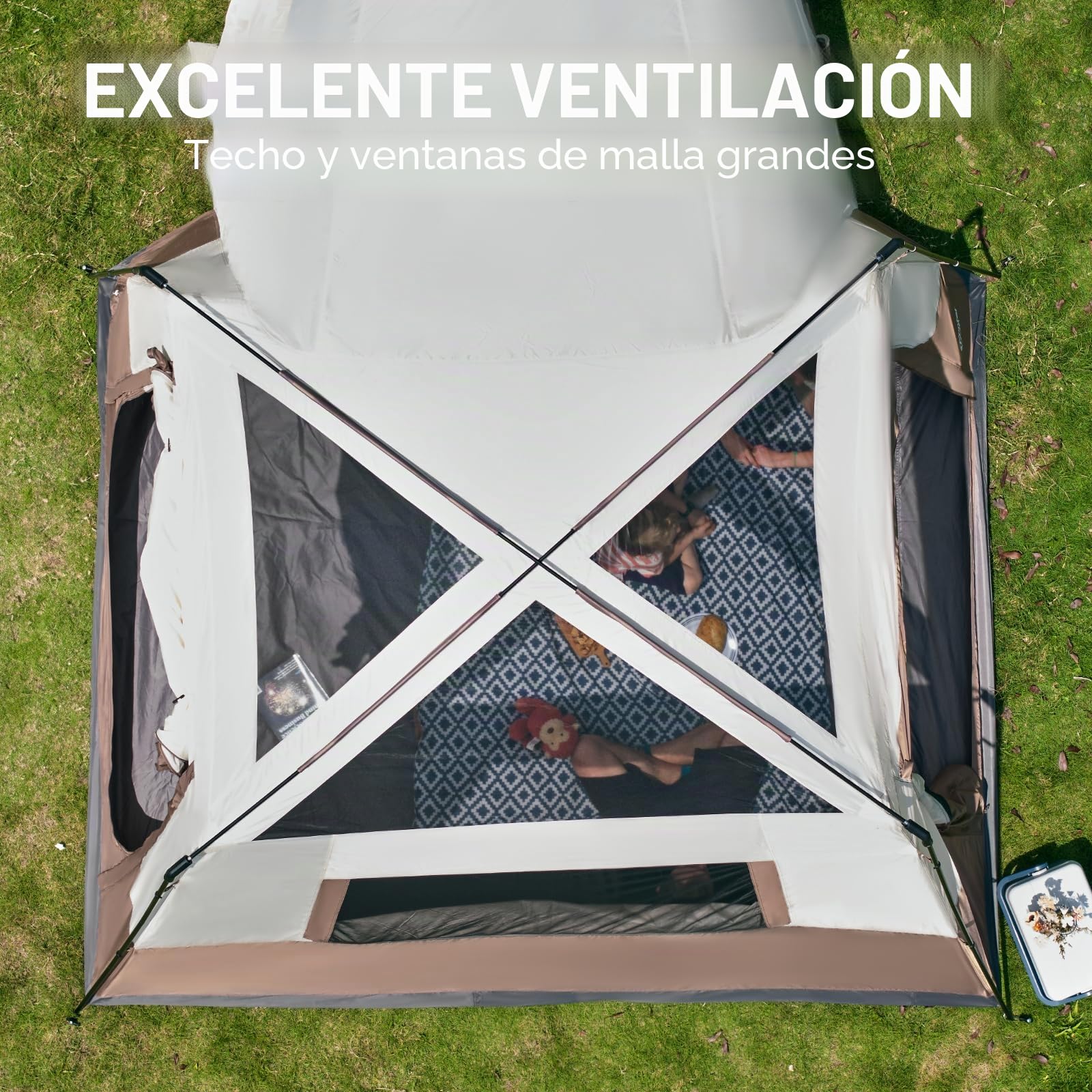 Portal tienda SUV para 5 personas con porche, campaña 2 en 1 resistente al agua y al viento, campaña con 2 puertas para viajes y aventuras al aire libre