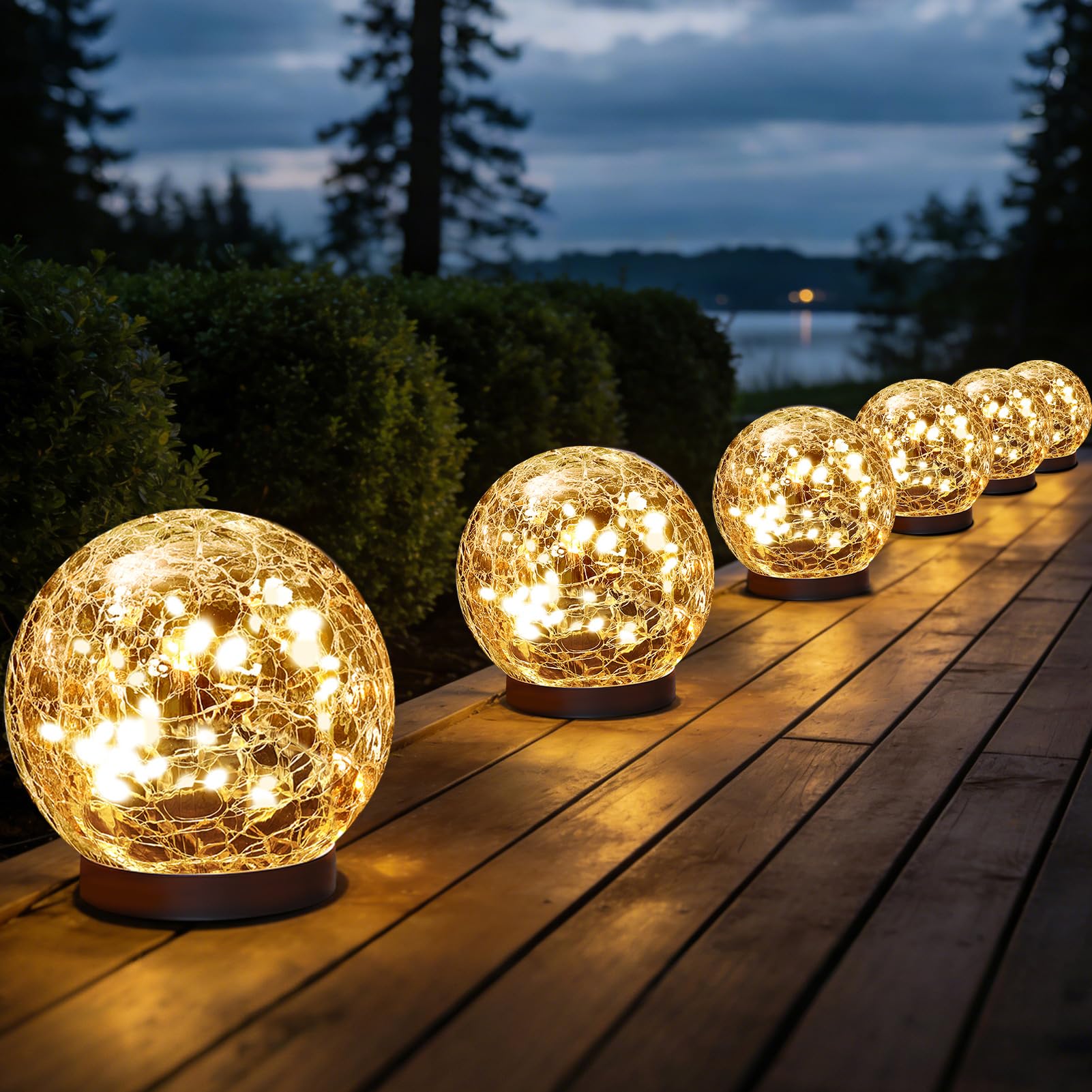 JKIMK Solar Globe Lights Outdoor Waterproof-Solar Balls Garden-Cracked Glass Ball Solar Lights Outdoor-Solar Orbs Outside-Outdoor Decorations Patio & Yard Lawn Backyard Decor