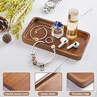 Vista 6 de ALELION Bandeja de tocador pequeña de 6" para baño - Bandeja dispensadora de jabón de cocina de madera de acacia - Bandeja decorativa para tocador