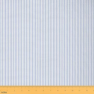 Erosebridal Stripes Fabric by The Yard Waterproof Outdoor Decor for Kids Women Men Striped Cute Aesthetic Modern Simple Style Upholstery Fabric for Chairs Blue White Decor 1 Yard