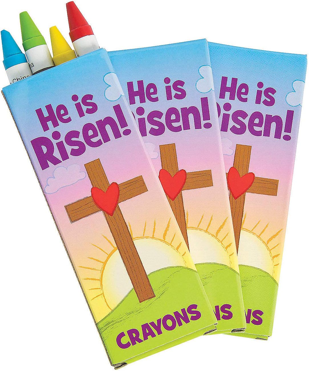 Colorful He Is Risen Crayon Boxes - 48 Pc. For Easter Activities A2 13930088