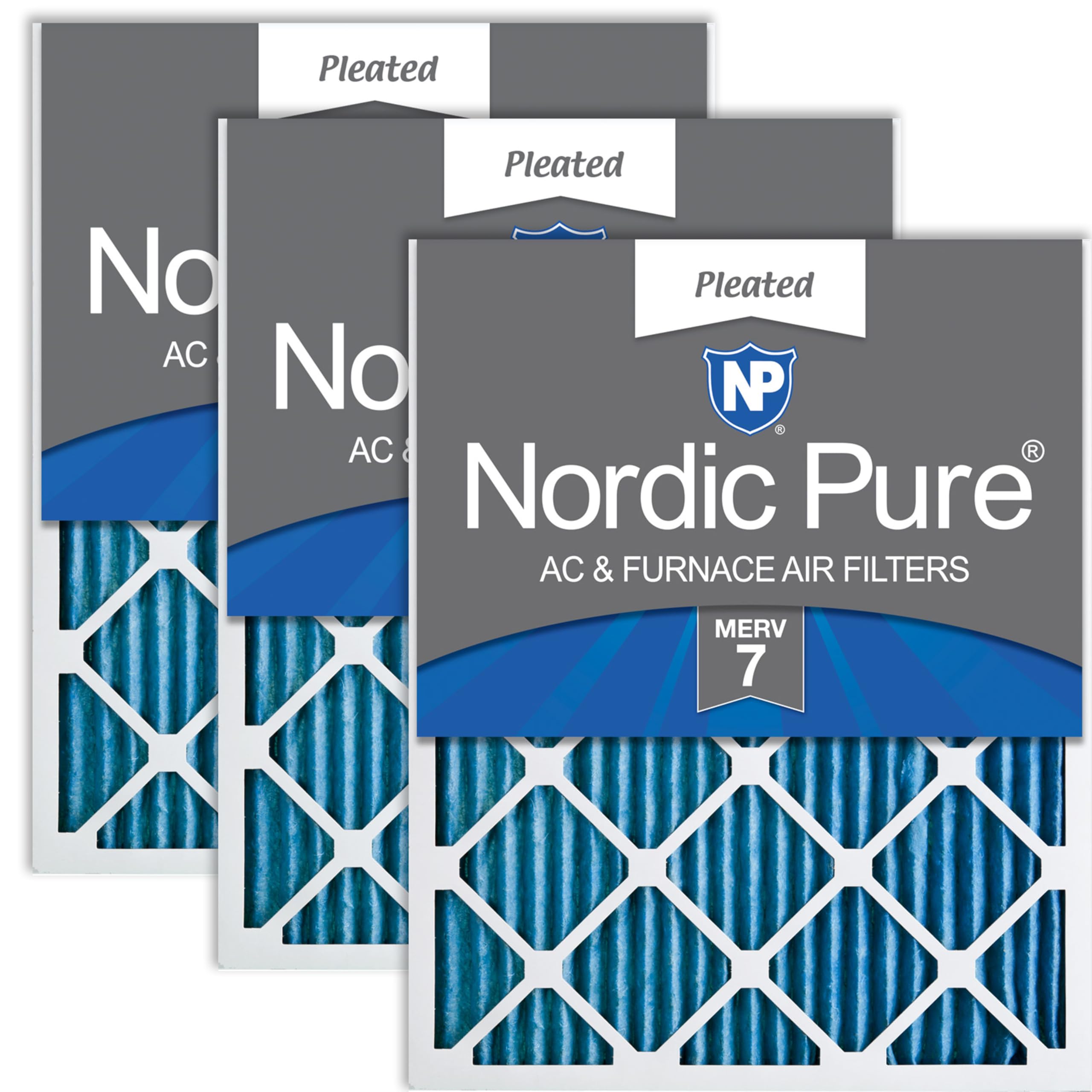 Nordic Pure 10x20x1 Pleated MERV 7 Air Filters 3 Pack