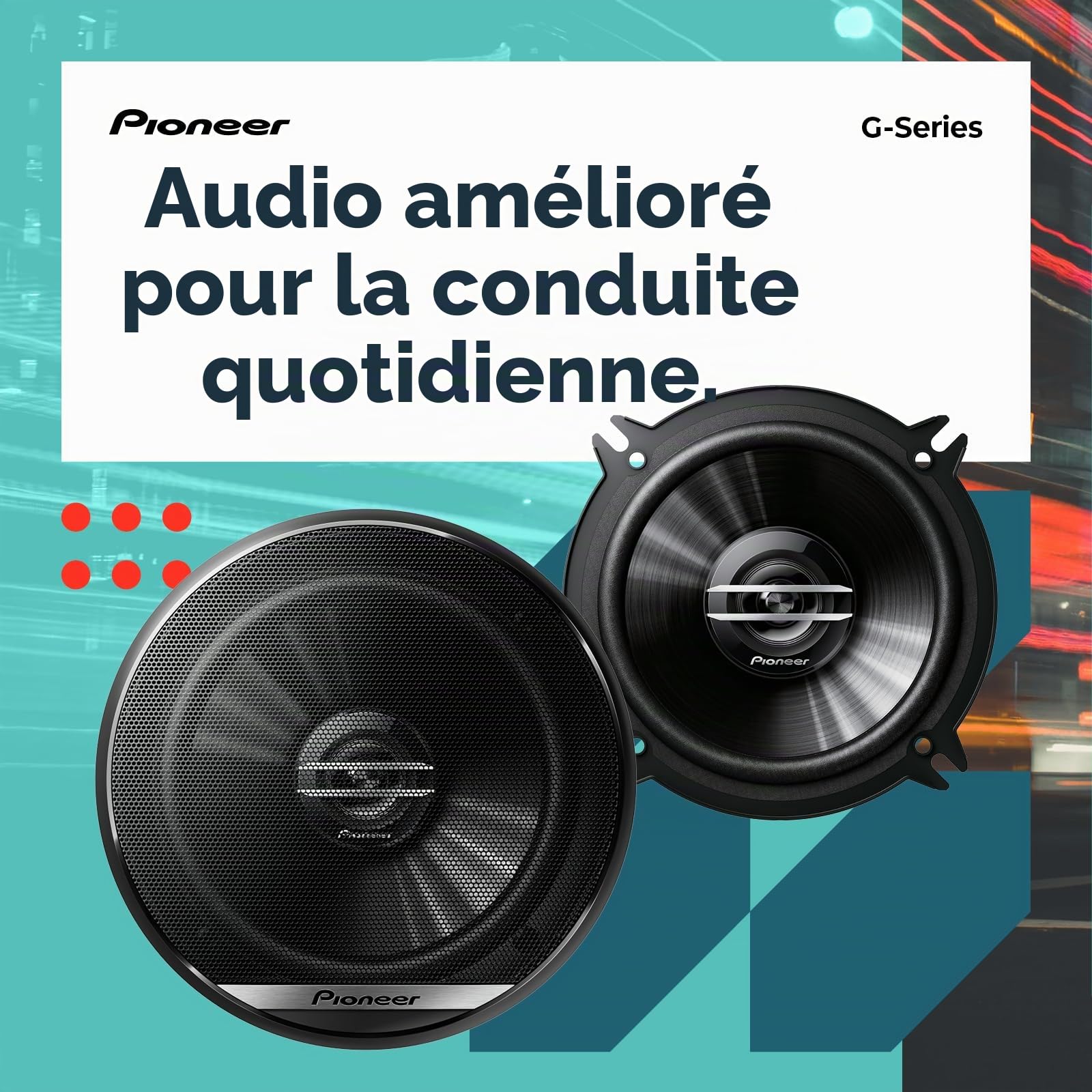 Pioneer TS-G1620F Haut-Parleur coaxial 2 Voies 6-1/2" 300 W Max. / 40 W Nom., 32,90 po x 7,40 po x 8,1 cm, Noir