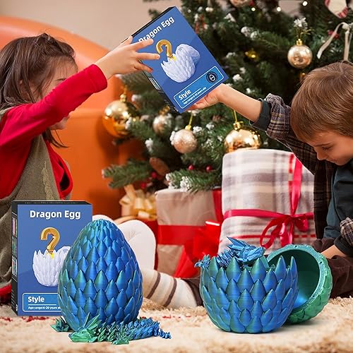 Miniatura 6 de Flavery Huevo de dragón  Juguete sorpresa con dragón flexible y brillante nacarado, juguete de regalo impreso en 3D, decoración de figura (dragón de
