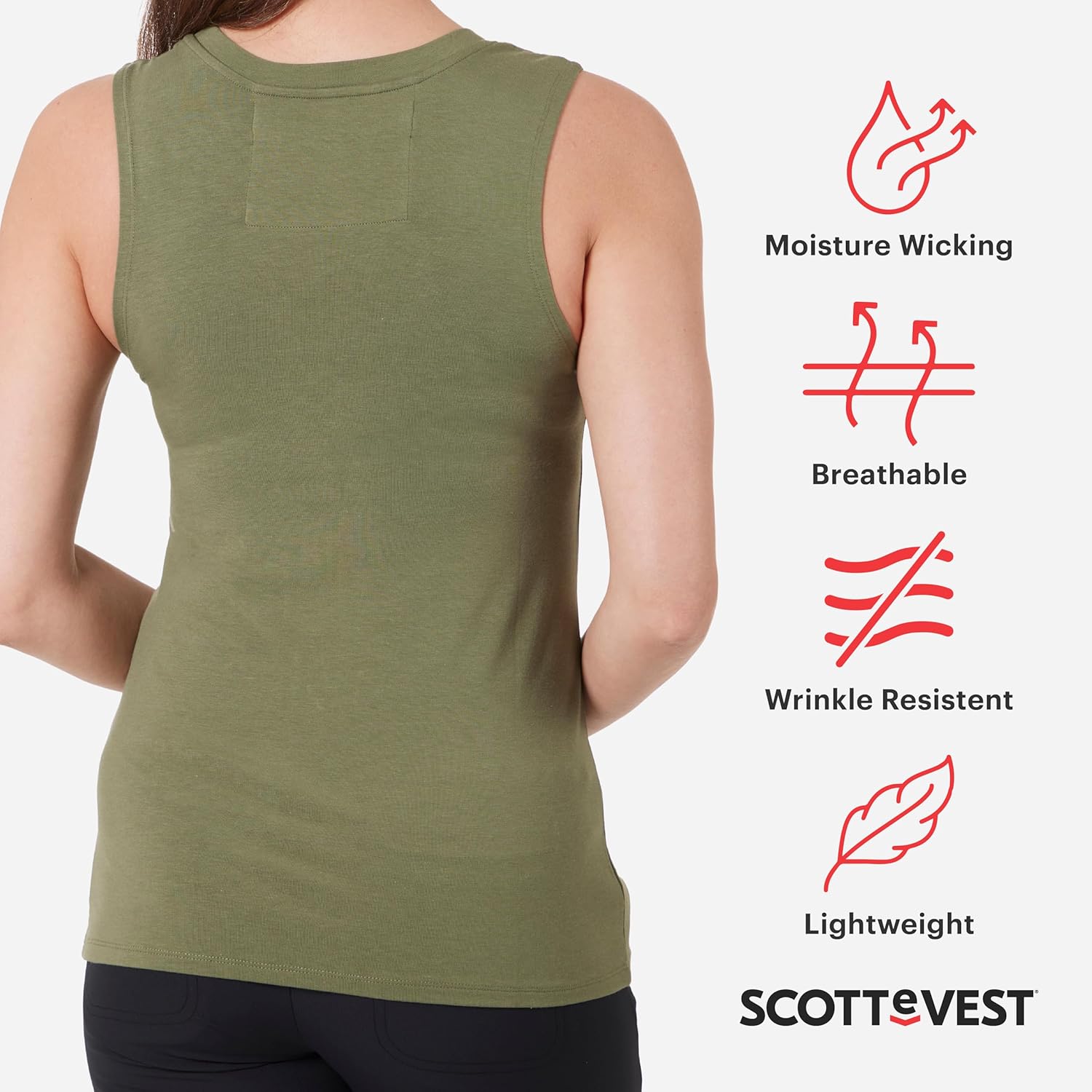 SCOTTeVEST Tatum Travel Tank Top for Women - 1 Hidden Pocket - Lightweight Wrinkle Resistant Sleeveless Shirt for Travel - Image 3