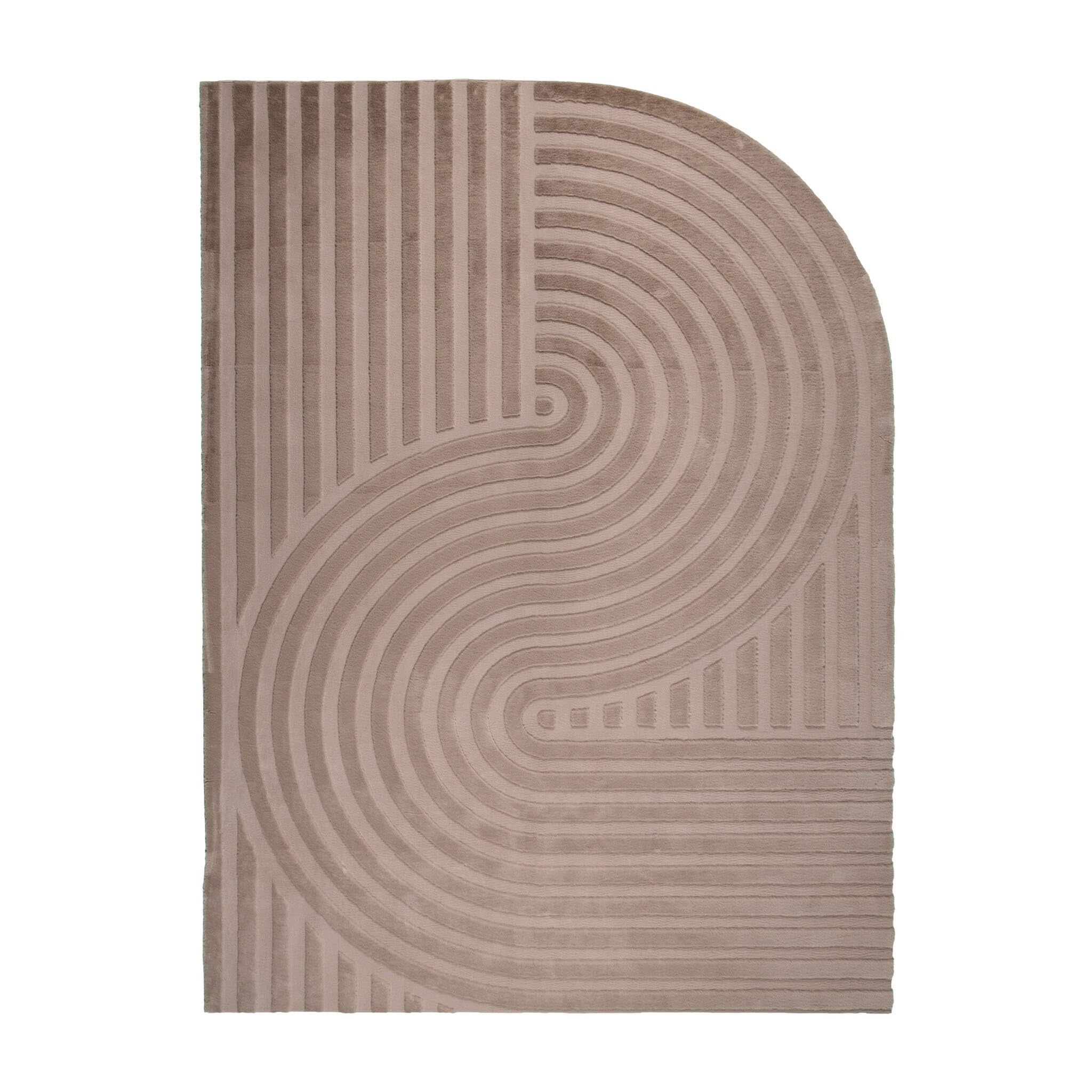 FRAAI | Home & Living Tapis de Salon de Forme irrégulière - Wavy Taupe - 80x150 cm - Pile Haute - Tapis de Salon Shaggy - Irréguliers
