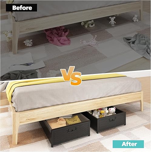 Miniatura 4 de NADAMOO Almacenamiento debajo de la cama con ruedas y cubierta transparente contra el polvo, contenedores de almacenamiento rodantes debajo de la