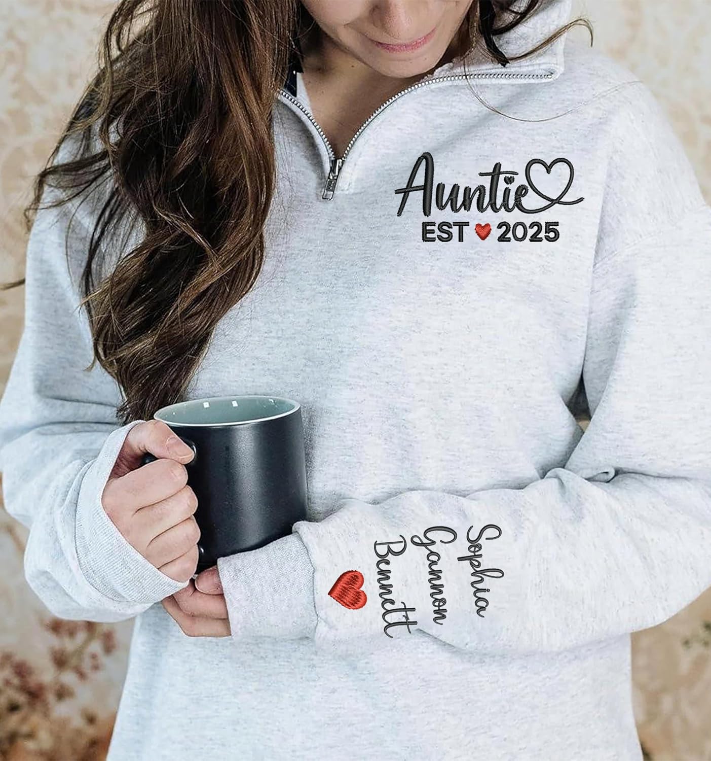 Grandma Custom Quarter Zip Sweatshirt, Mama Sweatshirt, Custom Mom Gifts, Christmas 2025 Present for Women - Image 2