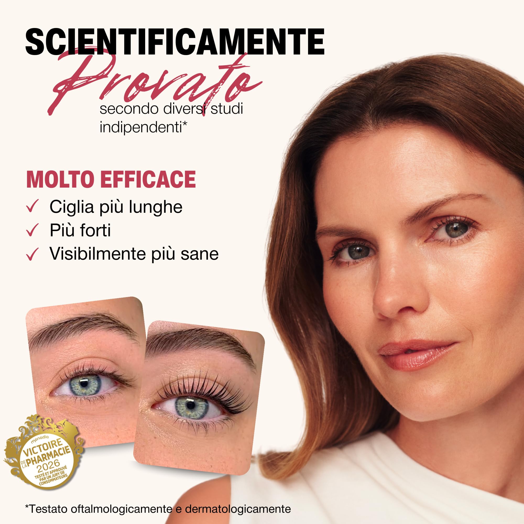 ROSEGOLD ROSELASH Advanced Siero Ciglia Eyelash Serum Lash Serum per Ciglia Più Lunghe Folte e Spesse - 95% Naturale - Made in France - Senza Ormoni Senza Profumo Vegan