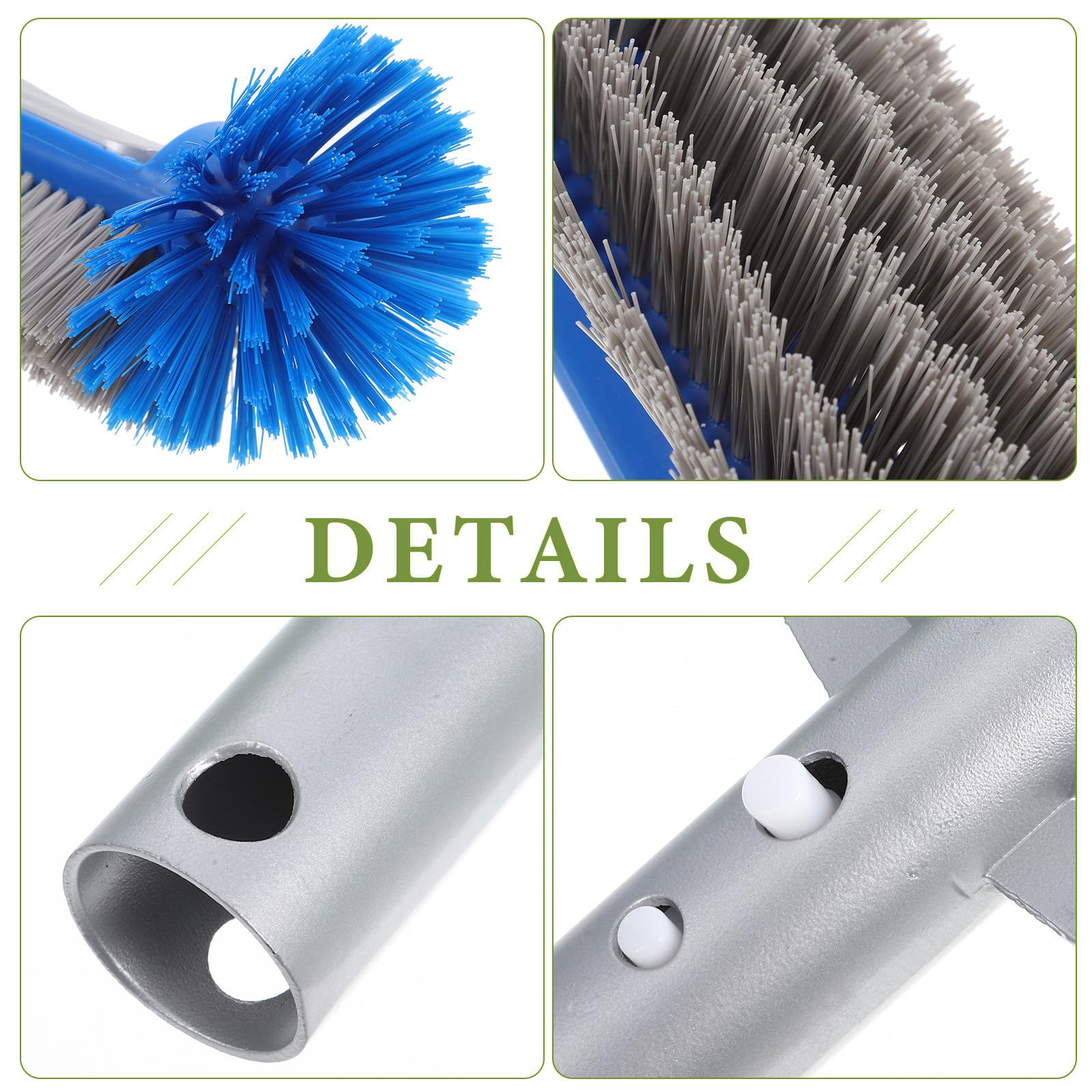 Cepillo para Piscinas con Mango Ergonómico y Respaldo de Aluminio, Resistente para Limpiar Paredes y Eliminar Alga Negra en Piscinas Enterradas
