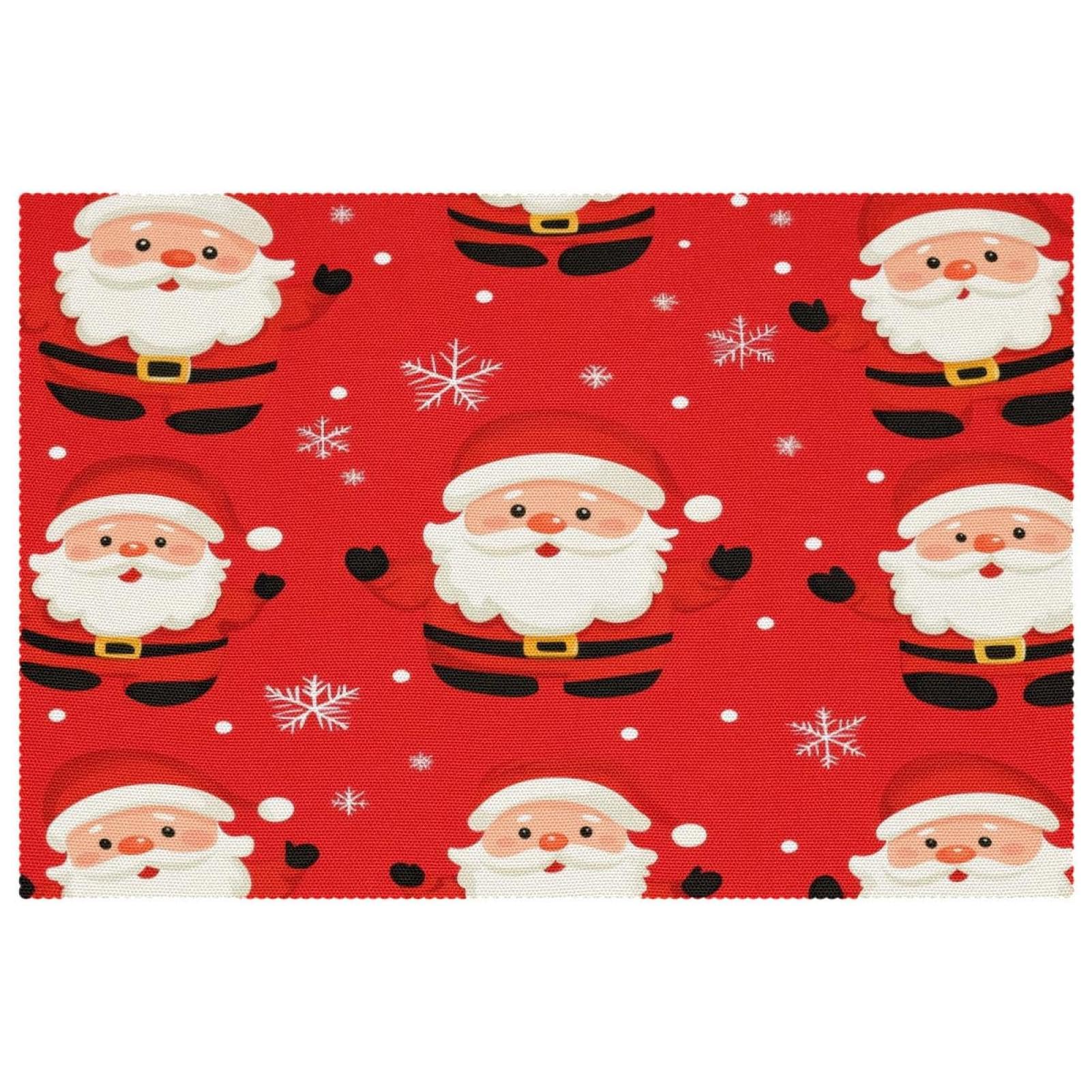 Set de table Père Noël et flocons x6 antidérapant pour repas de fête