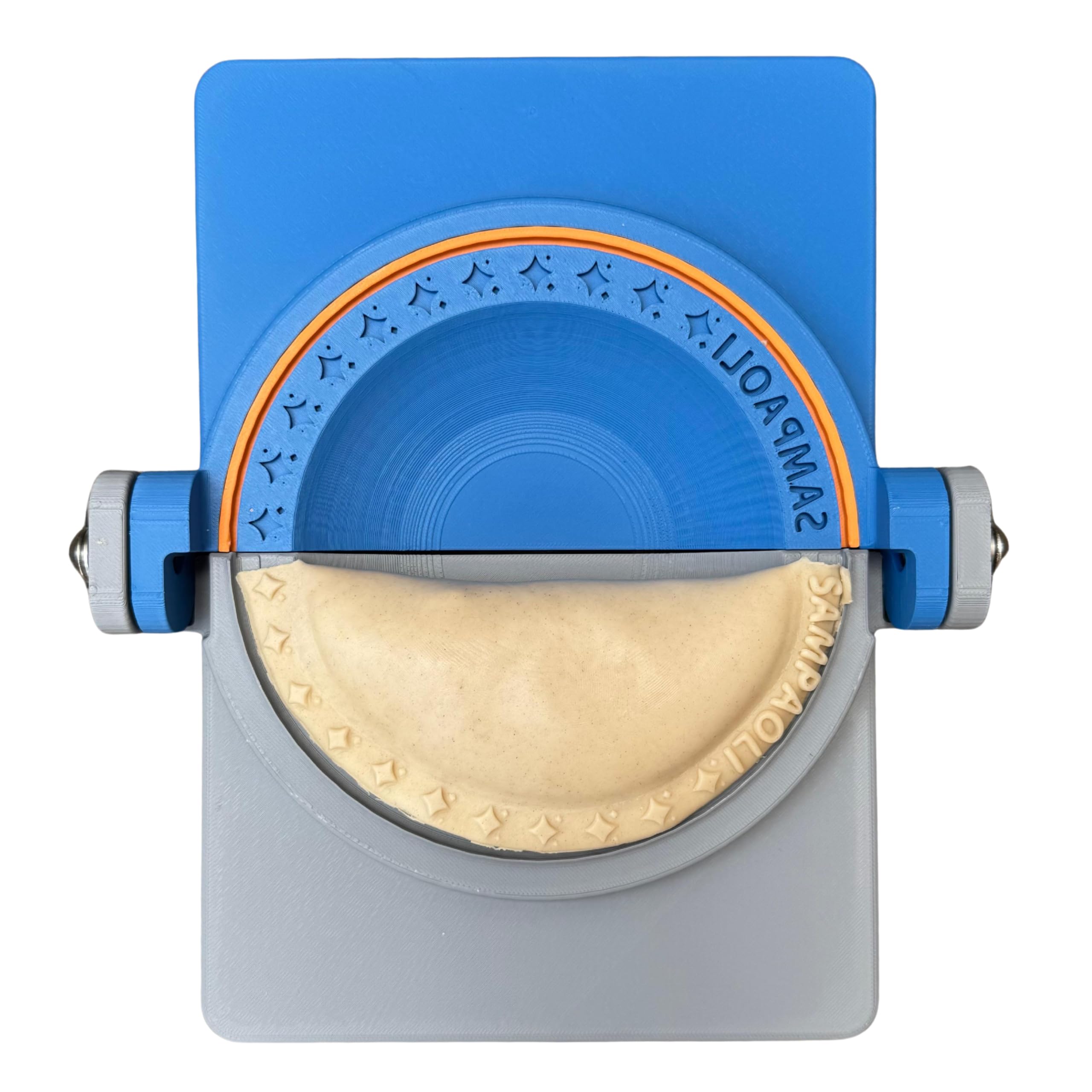 Sampaoli Commerce USA, Empanada Maker Press – SPARKLE Crimp Design – Personalized Name or Logo – Crimpit-Style Dumpling & Tortilla Crimper – Sizes 4.7” to 7” (4.7 Inch)