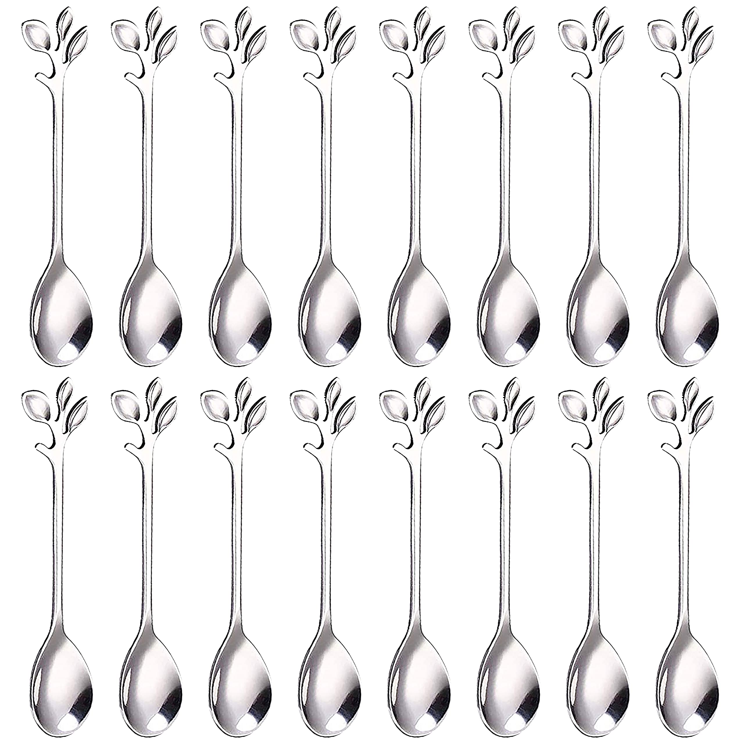 Comicfs 16 Pcs Stainless Steel Gold Leaf Creative Appetizer Cake Fruit Forks Set 4.7 Inches Tasting Dessert Forks Kitchen Accessory Wedding Party (16 Forks, Gold) — Amazon image 15
