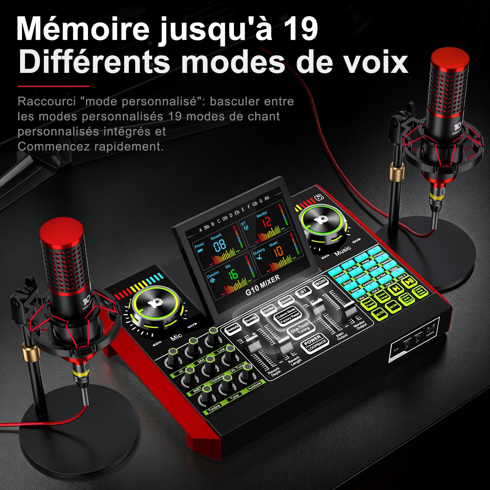 G10 Kit Podcast avec 2 Microphones, Interface Audio