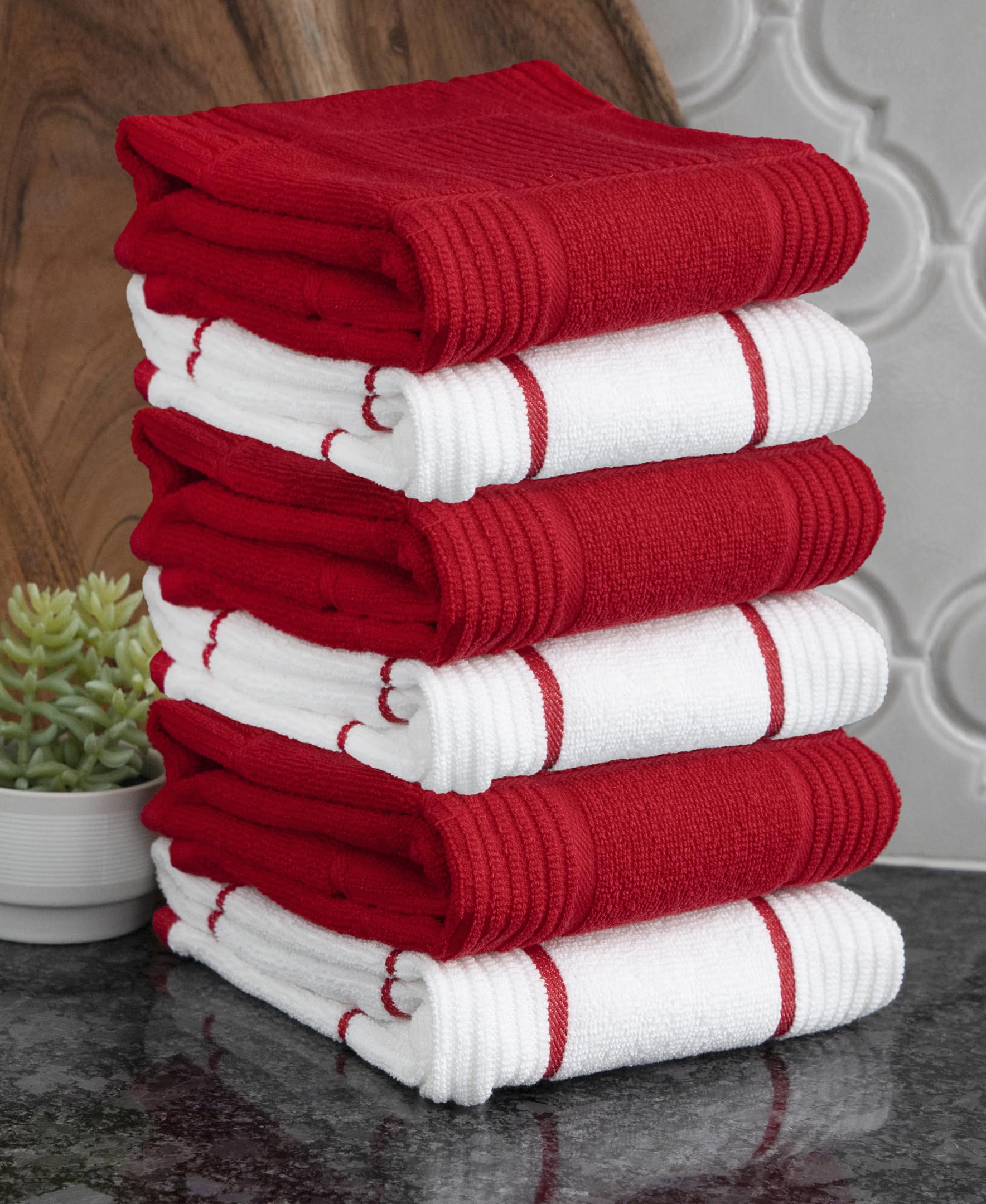 T-fal Toallas de cocina de parquet sólidas y a cuadros: altamente absorbentes, supersuaves, 100% algodón, toallas de cocina de 16 x 26 pulgadas para limpiar y secar platos, sartenes, cristalería o