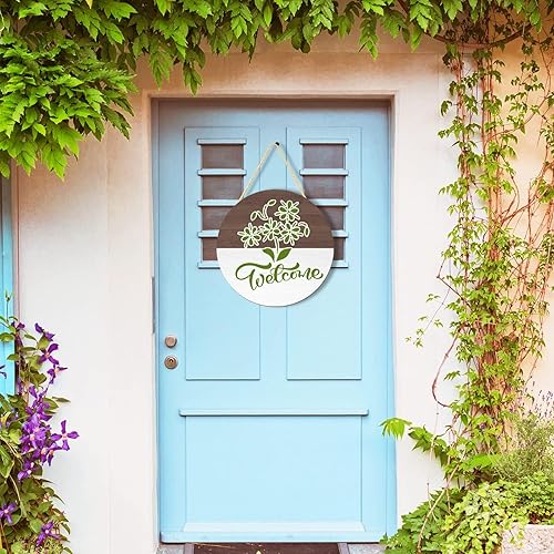 Miniatura 9 de Letrero circular de madera sin terminar en blanco redondo para colgar, placa decorativa de madera con cuerdas para manualidades, colgador de puerta,