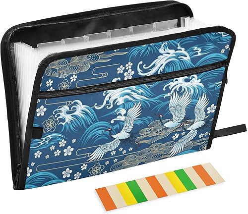 Organizador de archivos de acordeón con 13 bolsillos, diseño vintage, carpetas de archivos expansibles con pestañas y calcomanías, tamaño carta A4,