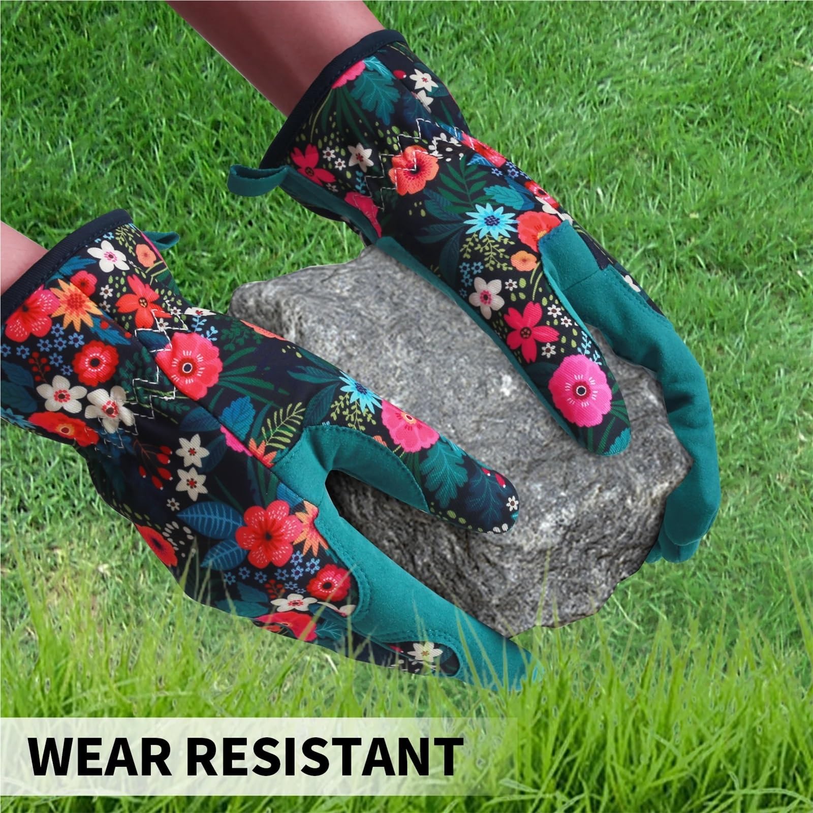 Guanti da giardinaggio donna giardino in pelle traspirante con impugnatura lavoro resistenti alla perforazione e antispina Per il giardinaggio(Blue)