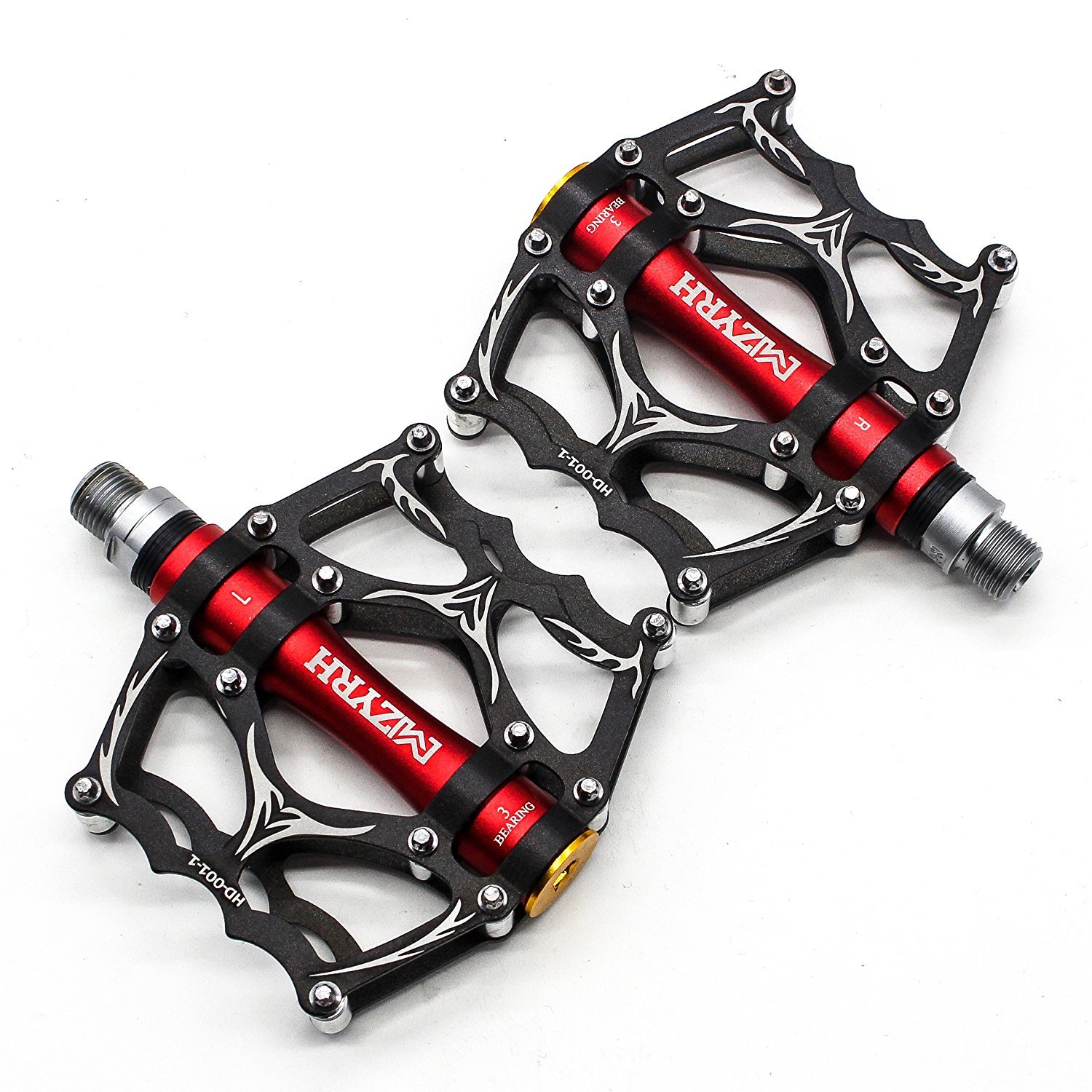 Evetin Flat MTB Road Bike Bicycle Aluminium Alloy City Bike Pedals 40 (Black with Red)
