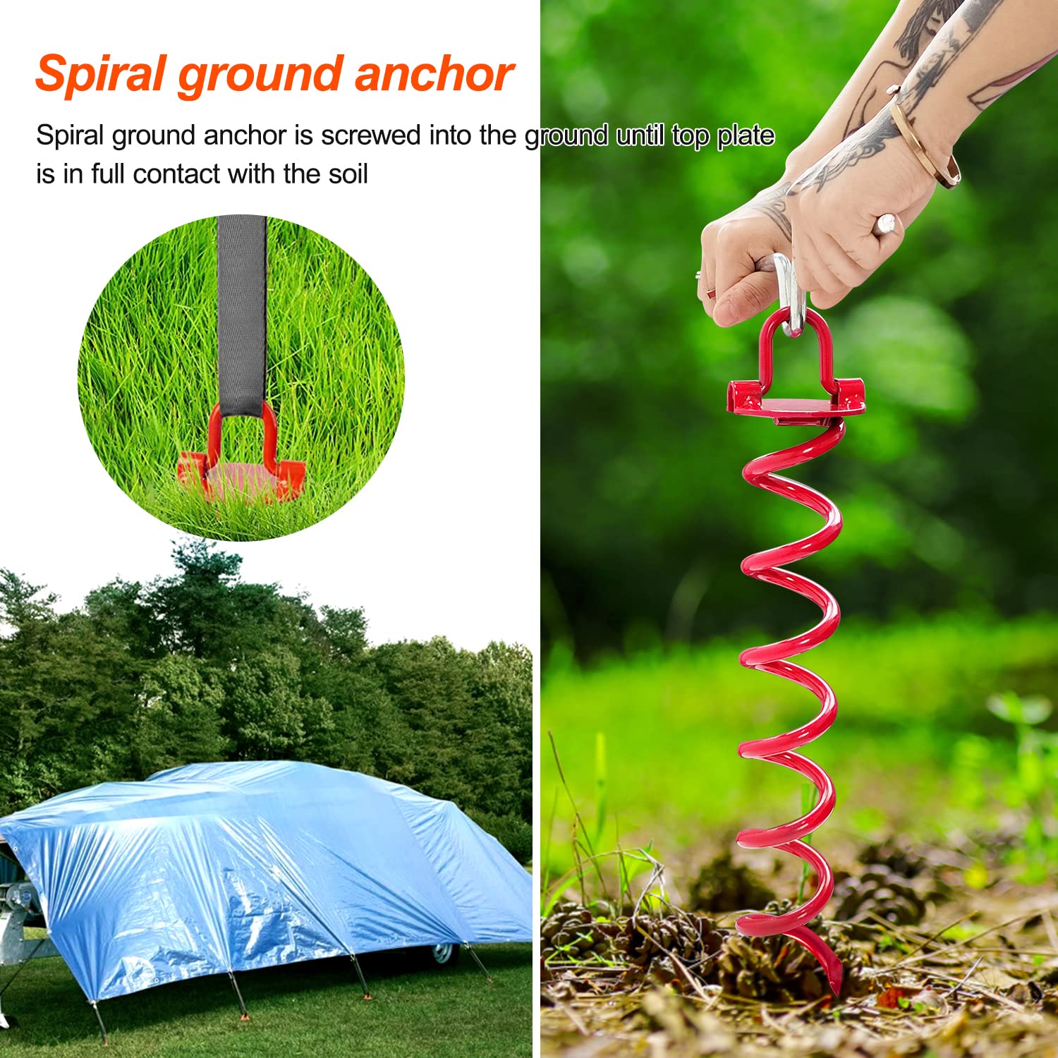 Bodenanker-Set Zum Einschrauben – 4x 30 Zoll Anker Mit Halterungen, Für Trampolin, Schaukel, Carport Uvm.