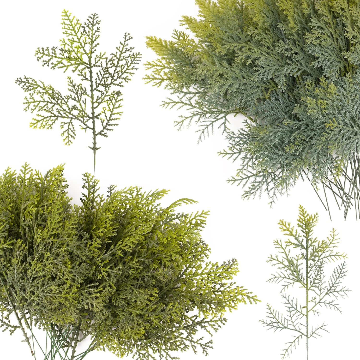 VINFUTUR 40Pcs Artificial Cedar Branches Cedar Pine Stems Picks